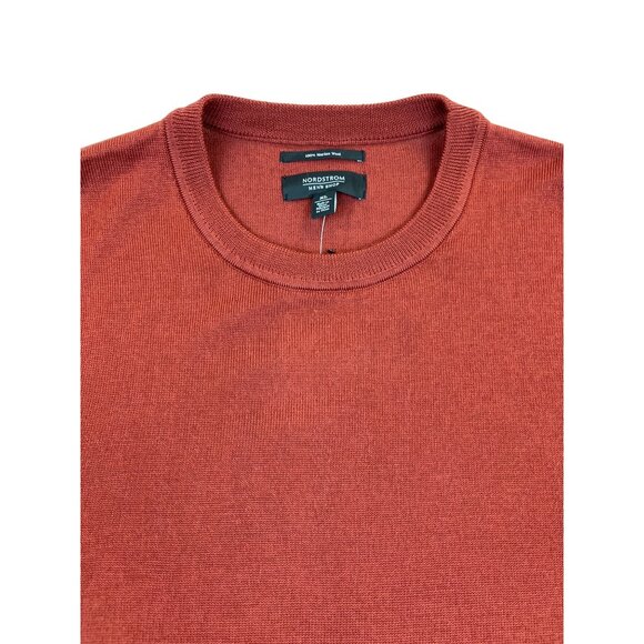 Nordstrom Mens Burgundy Russet 100% Merino Wool Crewneck Sweater Size XL - New - Picture 4 of 7